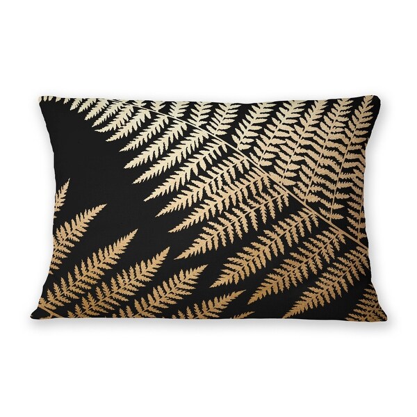 FERN BLACK GOLD Indoor Outdoor Lumbar Pillow By Marina Gutierrez